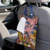 Bandera Americana Caja de Pañuelos para Coche Tipo Colgante Suministros de Decoración Interior de Coche Caja de Pañuelos para Coche Soporte de Pañuelos para Respaldo de Asiento de Coche
