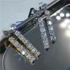 Pendientes largos con borlas de circonitas cuadradas, de estilo europeo y americano, de lujo, para discotecas y celebridades.