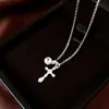 Colar Pingente Cruz de Zircônia Luxo Leve High-End Simples Corrente Clavícula Temperamento Moda Versátil Colar Personalizado para Mulheres