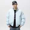Jaqueta Masculina de Algodão Outono e Inverno Nova Tendência Soltinha Versátil Estilo Americano Casual Gola Alta Quente Manga Longa com Zíper Casaco
