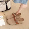 Meia Pantufa de Tricô com Abertura nos Dedos 2026 Verão Novo Respirável Versátil Retrô Solado Macio Estilo Ins Sandálias Femininas para Exterior