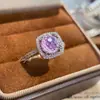 Anel de Bolsa Princesa Brilhante Fireworks Paraíba de Luxo Leve para Mulheres Incrustado com Diamantes de Alto Carbono e Anel de Diamante Aquamarina Pavé