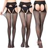 Nova meia de pesca anti-encalhe sexy transparente com quatro lados vazados meia-calça feminina Meias-liga femininas abertas jacquard Meia-liga