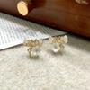 Aretes de Mariposa y Flor de Cristal Japonés y Coreano para Mujer Diseño Nicho Aretes Únicos Lujo Accesible Aretes Exquisitos de Alta Gama