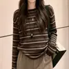 Suéter tejido retro casual de manga larga para mujer, nuevo estilo de otoño, corte holgado, adelgazante, rejuvenecedor, top casual versátil