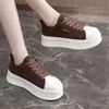 28327 Zapatos Casuales Deportivos para Estudiantes que Aumentan la Altura para Mujer de Caña Baja con Cordones Zapatos de Moda de Suela Gruesa Poco Profundos Zapatos Casuales de Moda
