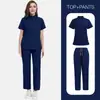 Traje Gola Alta Feminino Zíper Salão de Beleza Roupa de Trabalho Uniforme Lavagem à Mão Roupas de Verão Manga Curta Roupas Cirúrgicas