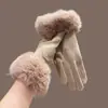 Luvas Derong Femininas de Inverno com Forro de Lã Quentes e à Prova de Vento para Ciclismo e Direção ao Ar Livre, Luvas com Ponta dos Dedos Touch Screen à Prova de Vento e Frio