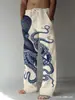 Pantalones de AliExpress de Venta Caliente Transfronterizos Sueltos Casuales Comercio Exterior Europeo y Americano Rectos Impresión 3D Cintura Alta Pierna Ancha