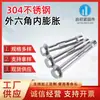 Parafuso de expansão interno hexagonal externo de aço inoxidável 304, bucha de expansão interna estilo Guangdong, parafuso de expansão interno para piso estendido