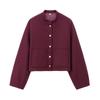 Chaqueta Bomber Corta Cruzada Europea y Americana con Cuello Mao Abotonada Decorada con Bolsillos de Parche Nuevo Producto Primavera y Otoño 2025 K41318