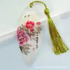 Marcadores de Página Estilo Chinês Flor de Peônia e Nervuras de Folha, Papelaria Educacional, Presentes Culturais para Amigos, Fornecimento Direto do Fabricante, com Marcadores de Página com Borla