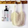 Bolsa de Crochê Feita à Mão com Fio de Algodão de Grande Capacidade, Bolsa Tote para o Dia a Dia, Bolsa de Compras, Bolsa de Praia para Viagem de Férias, Bolsa de Tecido