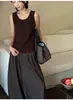 Linho início do outono novo estilo coreano simples versátil colete sem mangas para mulheres design 2026 casual costurado top interno