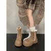 Botas de Nieve Gruesas Versátiles Estilo Reina Negro Retro para Mujer 2025 Nuevos Zapatos de Algodón Cálidos de Invierno Forrados de Felpa
