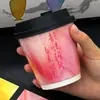 Celebridad de Internet Nueva Taza de Café Taza de Papel Desechable Película Láser Empaque para Té de Leche Bebidas Calientes y Frías con Tapa Logo Comercial Impreso