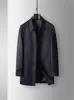 Casaco Trench Masculino Temporada Primavera e Outono 2026 Lapela de Seda Casual de Negócios Jaqueta de Alta Qualidade Sem Amassar para Homens Jovens e de Meia-Idade