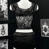 Lingerie Sexy, Transparente, Não Precisa Tirar, Seios Pequenos, Macacão Vazado Transparente, Malha Corpo Inteiro, Top Feminino de Seda Preta
