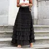 Comercio Exterior Ropa de Mujer 2025 Popular Falda de Mujer Malla Multicapa Empalme Falda de Pastel Falda Línea A Dobladillo Amplio Falda Larga para Mujer