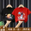 Camiseta de Verão Masculina 100% Algodão Manga Curta 2026 Verão Nova Estampa de Desenho Animado Crianças de Tamanho Médio e Grande Estudante Top Solto