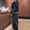Conjunto Deportivo Casual para Mujer 2025 Primavera y Otoño Nuevo Talla Grande Holgado Cardigan Sudadera Chaqueta Pantalones de Pierna Ancha Conjunto de Dos Piezas