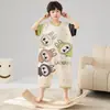 Pijama de Algodón Puro para Niños 2026 Verano Manga Corta Mameluco Anti-Patadas Cubre-Barriga Ropa para el Hogar Ropa para Aire Acondicionado Ropa de Dormir de una Pieza