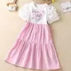 Vestido Dulce de Dibujos Animados Lindo de Verano para Niñas Estilo Coreano Moda Ropa Infantil Ropa de Verano para Niñas Pequeñas Vestido de Princesa de Manga Corta