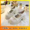 Zapatos Mary Jane de Plataforma Gruesa para Aumentar la Altura de Celebridad de Internet 2025 Primavera y Verano Nuevos Zapatos de Cuero Pequeños con Lazo de Encaje Bailarinas de Perlas para Mujer