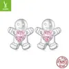 Pendientes Originales de Copo de Nieve y Campana Navideña Yinziyun Plata de Ley S925 Pendientes de Árbol de Navidad Europeos y Americanos Pendientes de Manzana Pendientes