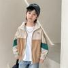 Jaqueta Casual Color Block para Meninos Estilo Coreano Roupas Infantis Cardigan 2026 Outono Tendência Peça Externa para Crianças