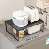 Estante de almacenamiento para encimera de cocina, soporte para ollas extensible, estante de almacenamiento multifuncional para microondas y olla arrocera para el hogar