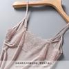 Camisola de seda para mujer, corta, holgada, de color liso, con encaje de seda y cuello en V, camisola pequeña