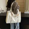 Bolsa de Tote de Lona Engrosada Resistente al Desgaste para Compras con Correa de Letras de Moda, Bolso de Hombro Ligero para el Trabajo, Disponible Impresión Personalizada de Logo