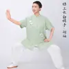 Tai Chi para Mujer Estilo Nuevo 2026 Algodón Lino Uniforme de Práctica de Tai Chi para Mujer Verano Ocho Secciones Ejercicio Qin Primavera y Otoño