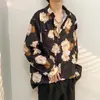 Camisa floral de manga larga para hombre y mujer, adecuada para primavera, otoño y verano, con un toque de alta gama, estilo coreano, moderna, genial, nicho, estilo Hong Kong, chaqueta camisa vintage