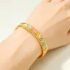 Pulseira Feminina Luxuosa com Artesanato de Esmalte Vintage, Design Vazado de Flor de Peônia, Pulseira Aberta, Anel Colorido de Alto Padrão Atacado
