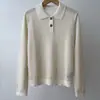 BORBOTIE Ropa de punto para mujer 2026 Otoño/Invierno Nuevo BC Lentejuelas Algodón-Lino Cuello Polo Manga Larga Jersey