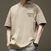 Marca Americana Tendência Vibe Solta Algodão Estampado Peso Pesado Manga Curta Top Masculino Verão Simples Diário Camiseta de Meia Manga