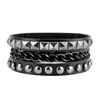 Pulsera de cuero multicapa ancha de Amazon, nueva y popular, de moda, con personalidad, de aleación dominante, calavera y estrella de cinco puntas, conjunto de 4 piezas