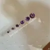 Pendientes de Zirconia Blancos Púrpuras Súper Brillantes de Plata Pura S999 de Xiaoyinjia, Clavos Versátiles para Oreja que se Pueden Usar al Dormir Sin Necesidad de Quitárselos