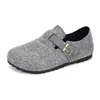 Zapatos Birkenstock de Lana Grises Más Vendidos para Mujer Primavera Verano Cómodos Suela Suave Planos Estilo Coreano Versátiles Casuales Para Persona Perezosa Punta Cerrada Zapatos de Mujer