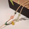 Novo Cordão para Pingente de Jade Hetian Estilo Chinês, Âmbar Vermelho do Sul, Pingente de Jade Dourado, Luxo Leve, Cordão de Colar Retrô de Nicho