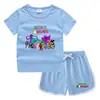 2023 Verão Infantil em torno do pescoço T-shirt hot pants coreano casual assentamento camisa absorvente de suor doces terno de camiseta infantil