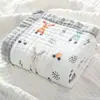 Manta Toalha de Banho para Bebê, Algodão Classe A, Gaze de Seis Camadas, Estampa de Desenho Animado, Manta Absorvente Ampliada para Recém-Nascidos e Crianças, Algodão Puro Classe A