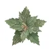 Atacado Transfronteiriço do Fabricante Flores de Natal Verdes com Glitter Guirlanda de Natal Decoração de Videira Longa Cabeças de Flores de Poinsétia de Natal