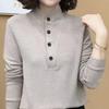 Suéter de Cuello Alto Vertical para Mujer Talla Grande Otoño e Invierno Suelto Adelgazante Moderno Jersey Camisa Básica Nuevo Abrigo Grueso para Mujer