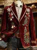 Site independente internacional Amazon TEME blazer de veludo cotelê de manga comprida com dois bolsos masculinos