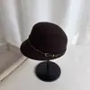 FumengNuevo Sombrero de Pescador Retro Japonés Otoño Invierno Moda Casual Diseño Versátil Sombrero de Lana para Montar