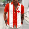 Comércio Exterior Amazon Venda Quente Camisa Masculina com Estampa Digital 3D Dia Nacional Canadense Manga Curta com Bolso Canguru Calças