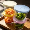 Pote para picles, recipiente de vidro para armazenamento de alimentos, tigela pequena, pote hermético, de grau alimentício, especial para kimchi, mini lancheira com tampa